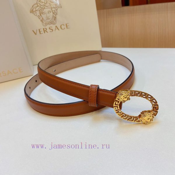 Versace Versace 2.0cm thin waistband made of original soft leather with a signature 3D buckl exwi1lpv - Image 5