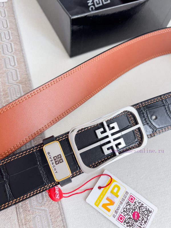 Givenchy GIVENCHY Belt ️ BeltBuckle, smooth buckle made of pure steel material, leather belt c6w310ov - Image 5