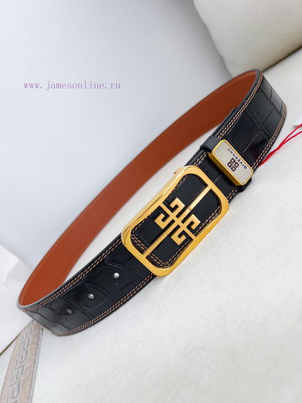 Givenchy GIVENCHY Belt ️ BeltBuckle, smooth buckle made of pure steel material, leather belt o28yr2rb - Image 4
