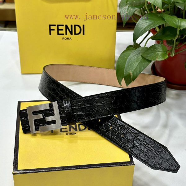 FENDL 40MM wide double-sided original calf leather with a single ruthenium palladium plated 0m5oirj0