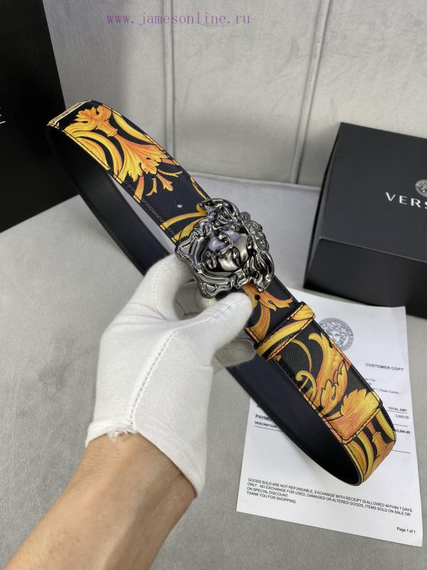 Width 4.0cm Versace This Palazzo belt is made of cowhide fabric and adorned with Le Pop Clas 3u43pexy