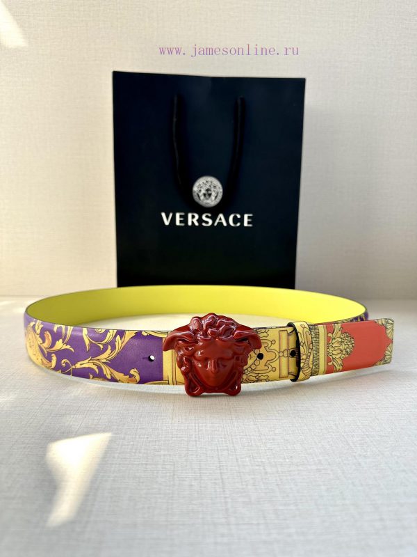 Width 4.0cm Versace This Palazzo belt is made of cowhide fabric and adorned with Le Pop Clas 15fybzv5 - Image 4