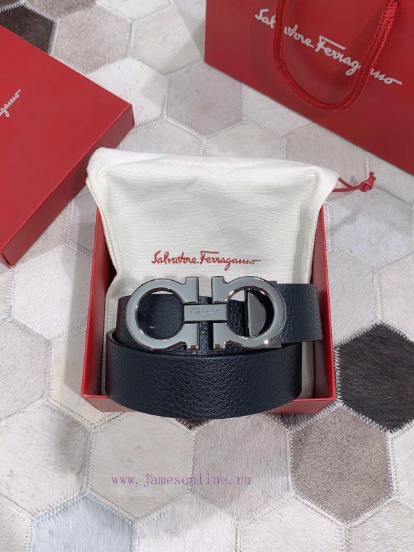 Salvatore Ferragamo 3.5cm Haute Couture Men's Belt, Choose to Pair with Double Headed Leathe a4kclv70 - Image 4