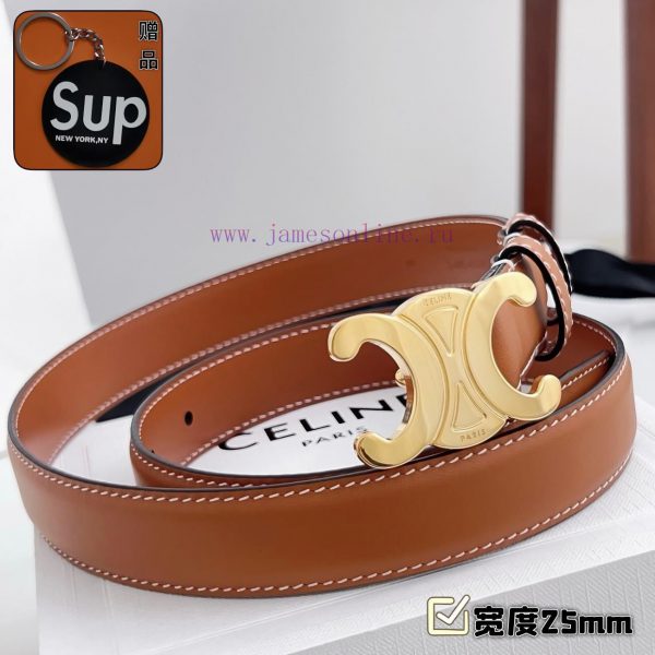 Female version CELINEComplete set of free keytag casual belt series with simple metal logo, ddwk03gz - Image 3