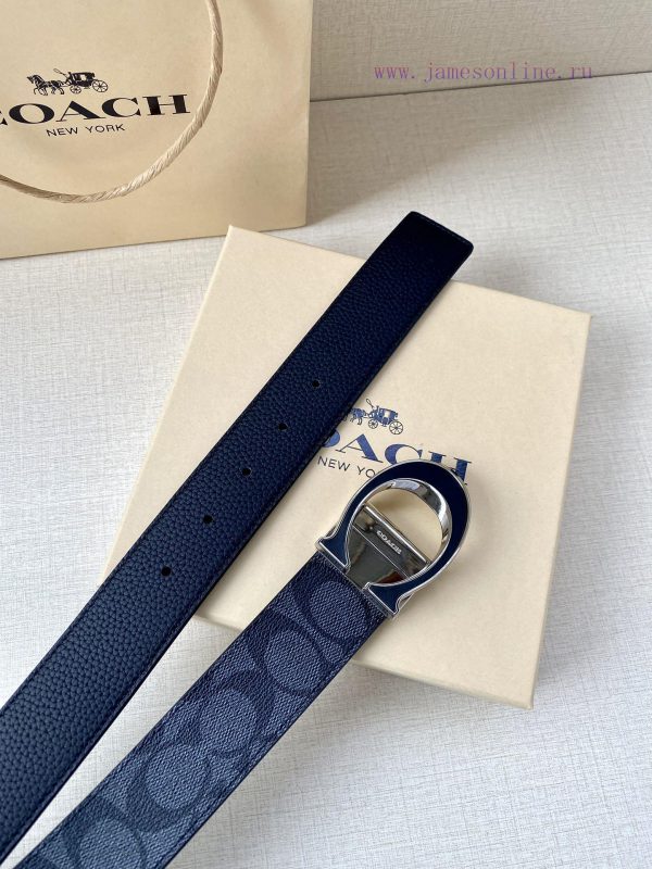 The COACH double-sided belt with a width of 3.8cm is made of classic logo canvas material on l9swgygw - Image 7