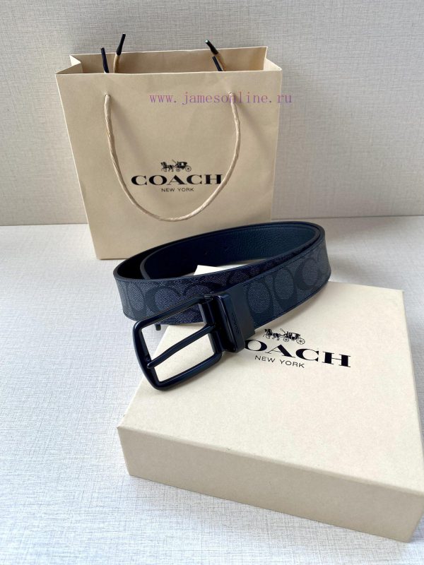 The COACH double-sided belt with a width of 3.8cm is made of classic logo canvas material on 2h362iub - Image 6
