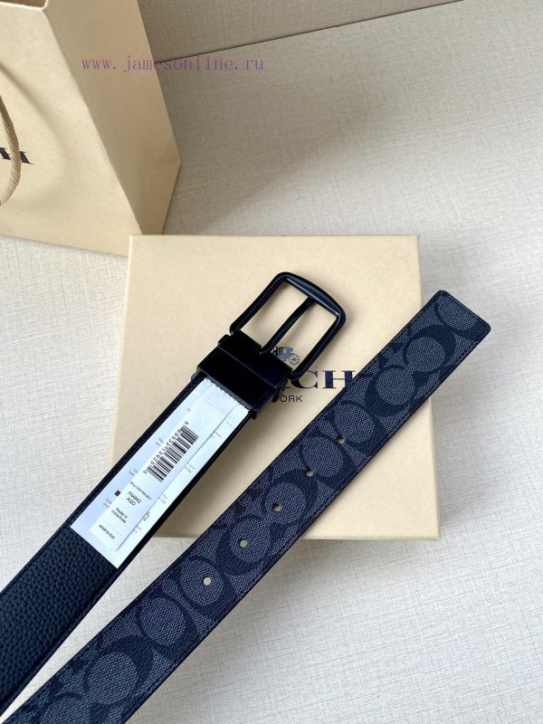 The COACH double-sided belt with a width of 3.8cm is made of classic logo canvas material on 2h362iub - Image 7