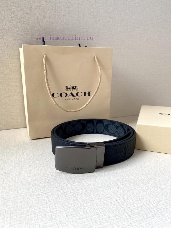 The COACH double-sided belt with a width of 3.8cm is made of classic logo canvas material on qtppof6f - Image 7