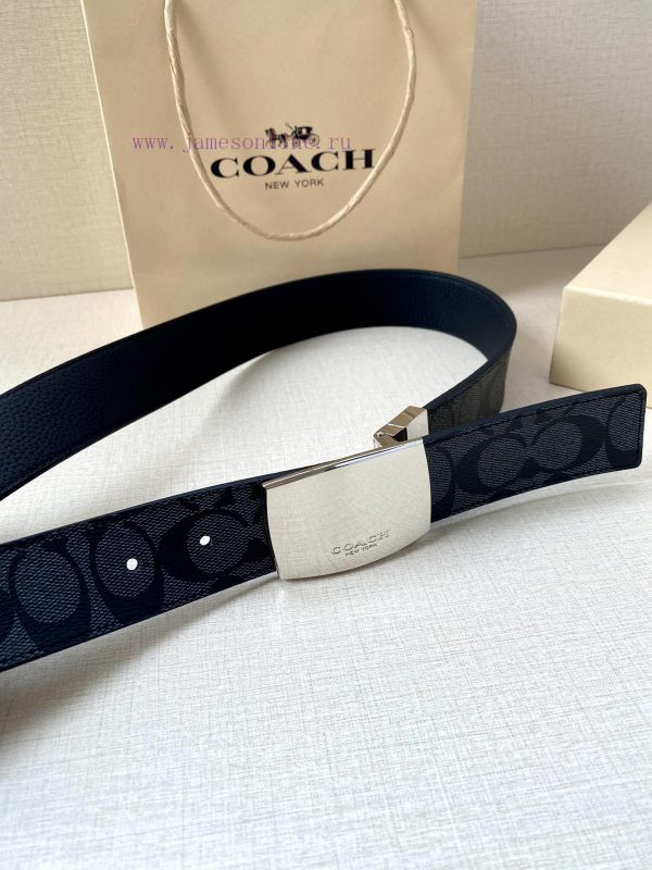 The COACH double-sided belt with a width of 3.8cm is made of classic logo canvas material on d8auu7hp - Image 3