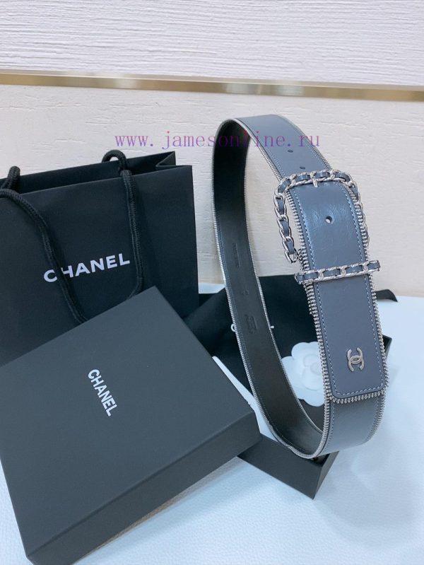Chanel 24c brass metal imported shiny calf leather 4.0cm soft and exquisite waist belt 6yyy0rei