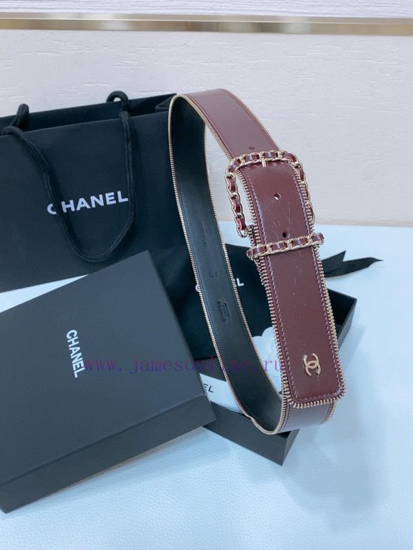 Chanel 24c brass metal imported shiny calf leather 4.0cm soft and exquisite waist belt mkb9an7c