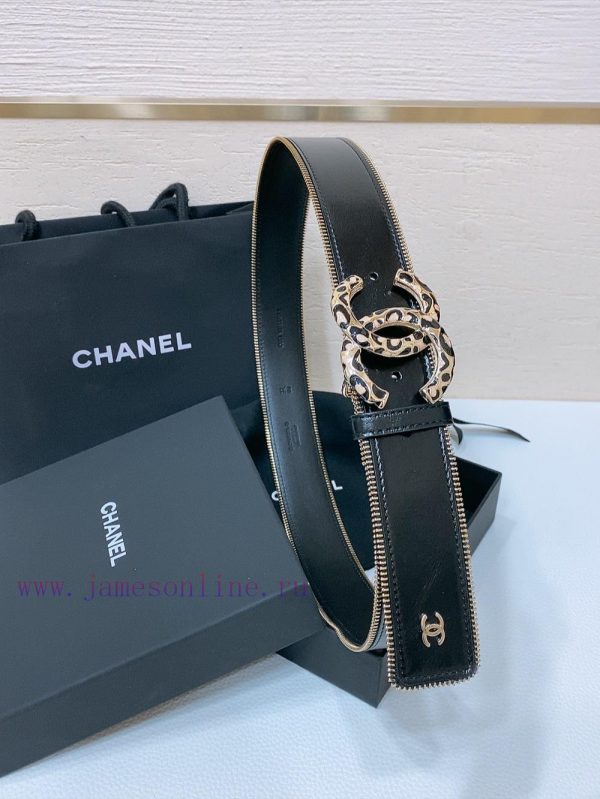 Chanel 24c brass metal imported shiny calf leather 4.0cm soft and exquisite waist belt 7xgp3vb2