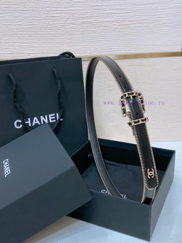 Chanel 24c brass metal imported shiny calf leather 2.0cm soft and exquisite waist belt eydk44hx - Image 10