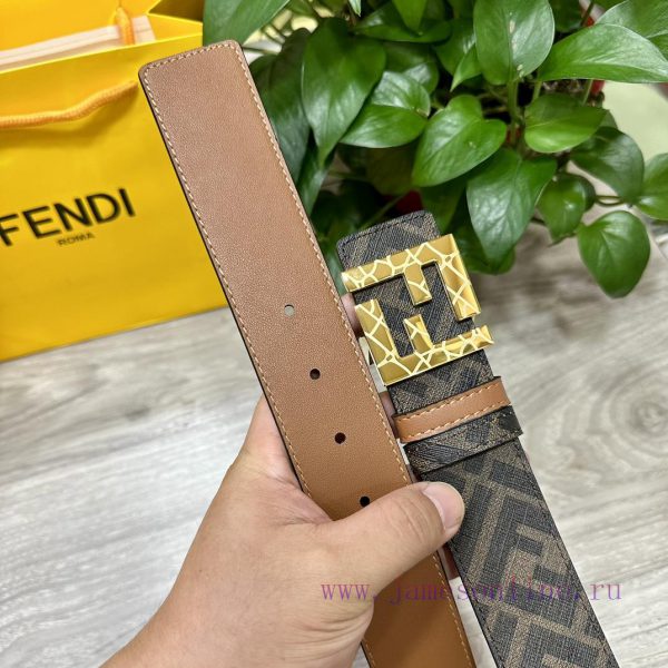 (Image+10)FENDI style, width 4.0CM, double ring front and back waist belt with FF nail buckl t8jkelj6 - Image 5