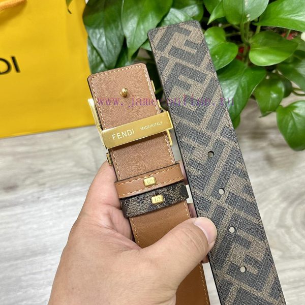 (Image+10)FENDI style, width 4.0CM, double ring front and back waist belt with FF nail buckl t8jkelj6 - Image 6