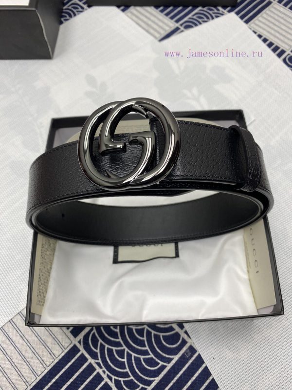 The Gucci top layer calf leather belt is made by hot pressing to achieve a wild boar skin ef 15m82wgd