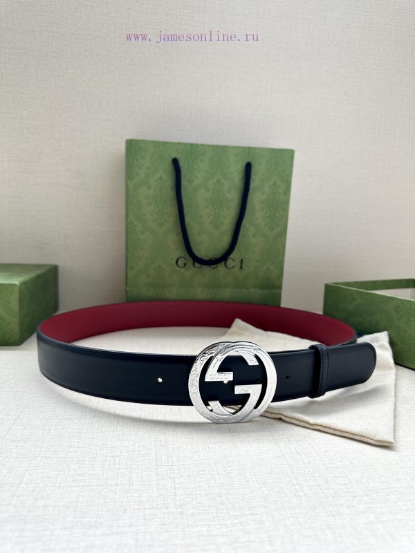 Width 4.0cm Gucci interlocking double G steel buckle, derived from modern style collection d au8jrtpu