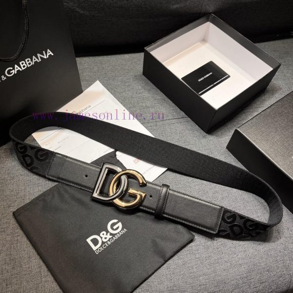 DG Dolce&Gabbana, Width 4.0cm Dolce&Gabbana New Men's Ribbon Printed Belt, Paired with Logo exprz14s