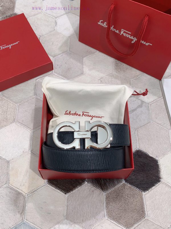 Salvatore Ferragamo 3.5cm Haute Couture Men's Belt, Choose to Pair with Double Headed Leathe lehulqwl - Image 8