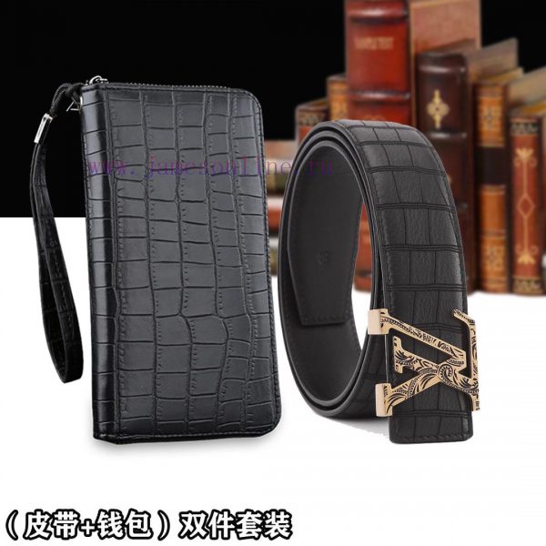 Belt and wallet two-piece setWooden box with accompanying picturesL @ V belt+wallet setBuckl mh614x66