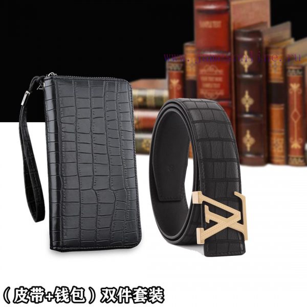Belt and wallet two-piece setWooden box with accompanying picturesL @ V belt+wallet setBuckl 1hzfuimm