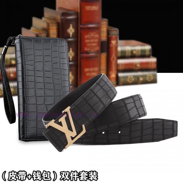 Belt and wallet two-piece setWooden box with accompanying picturesL @ V belt+wallet setBuckl 1hzfuimm - Image 4