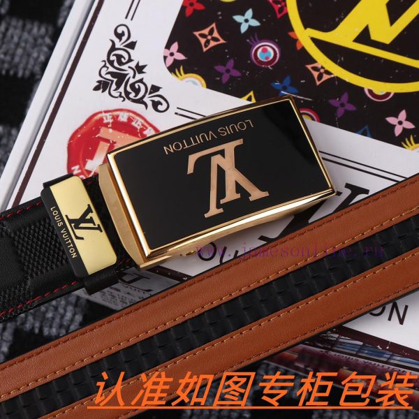 Men's waist belt LV Louis Deng automatic beltMen's leather belt is made of 100% head layer c mjc48zra - Image 6