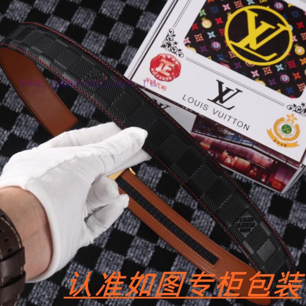 Men's waist belt LV Louis Deng automatic beltMen's leather belt is made of 100% head layer c mjc48zra - Image 9