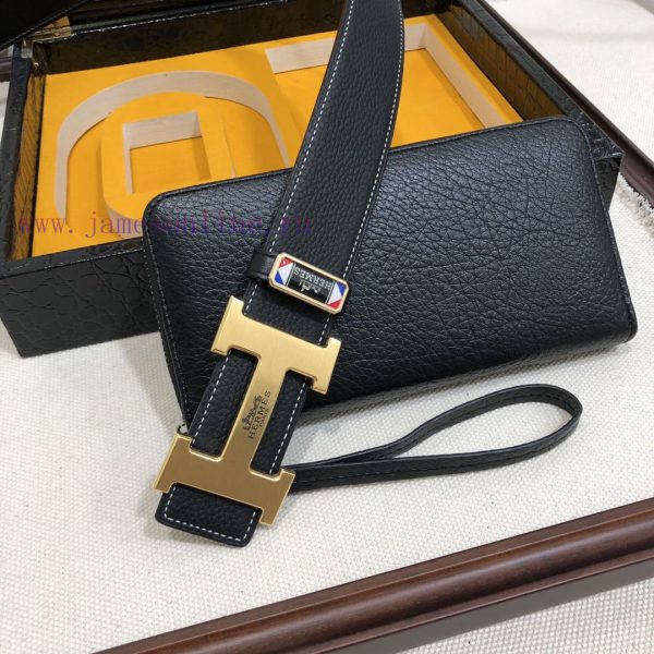 MADE IN FRANCEWooden box with accompanying picturesHERME @ Belt+Wallet SetBuckle material: T omans1nh