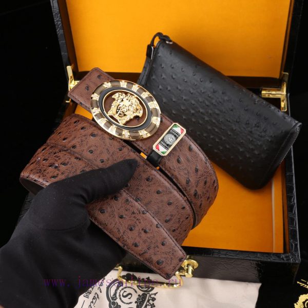 MADE IN ITALYWooden box with accompanying picturesVERSACE @ Belt+Wallet SetBuckle material: eme5wxp2
