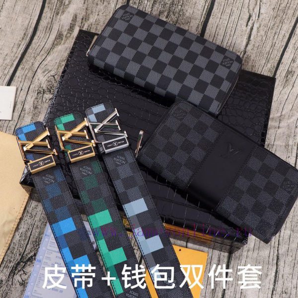 LV. Yilu Weideng Double Piece SetWooden box, belt+wallet, two-piece setGrade: Italian import hbntjwhc