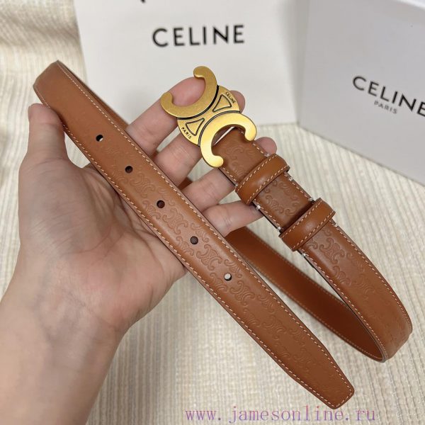 Celine 2.5cm double-sided calf leather top layer customization, with a Triumphal Arch emboss qwy2qvyf - Image 6