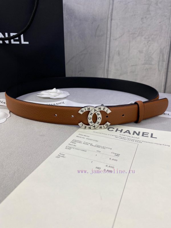 Width 3.0cm Chanel Lychee patterned cowhide with gold and silver steel buckle support ffxmz49t