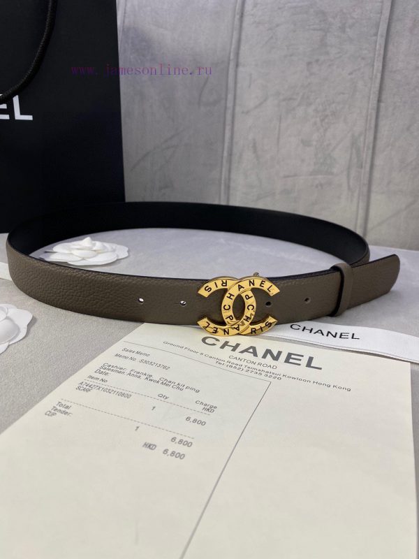 Width 3.0cm Chanel Lychee patterned cowhide with gold and silver steel buckle support nizwxolb