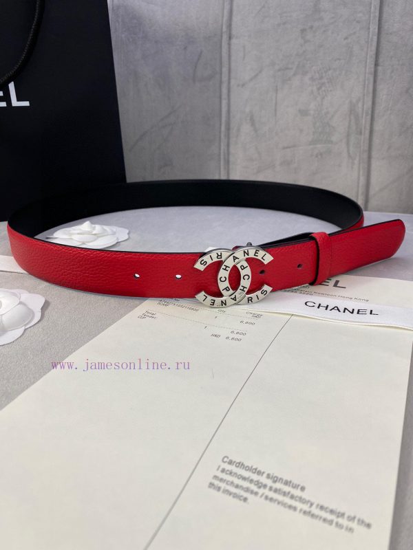 Width 3.0cm Chanel Lychee patterned cowhide with gold and silver steel buckle support 7pd6spar