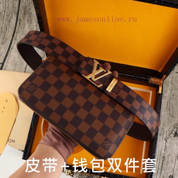 LV. Yiluweideng two-piece setWooden box, belt+wallet, two-piece setGrade: Italian imported 1 qucjv799