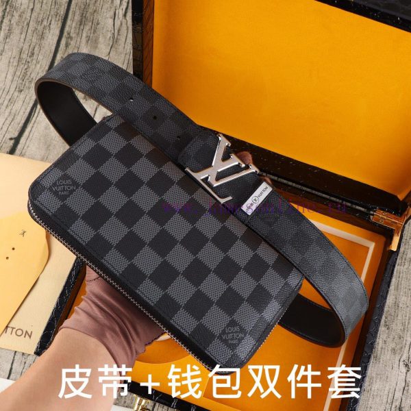 LV. Yiluweideng two-piece setWooden box, belt+wallet, two-piece setGrade: Italian imported 1 aumr0b6m