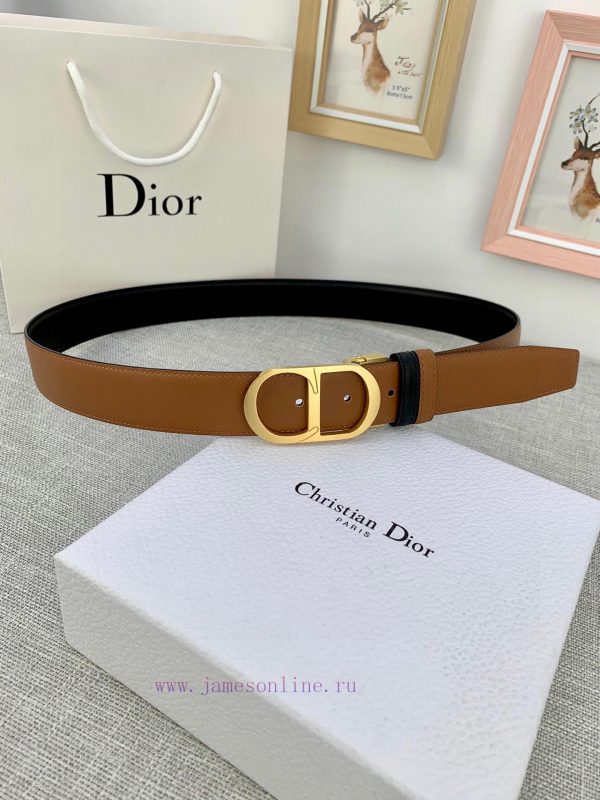 3.5cm width Dior grain textured cowhide "CD" belt, paired with CD buckle, plain grain textur ak3zycee