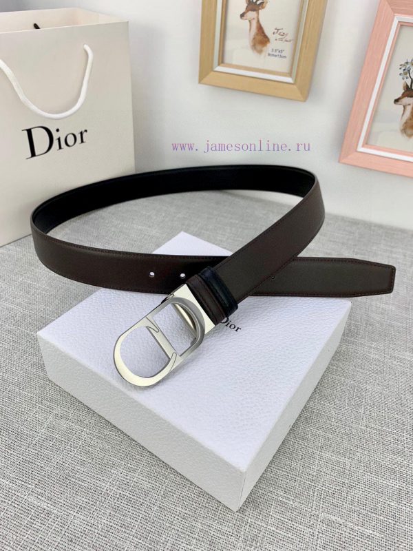 3.5cm width Dior grain textured cowhide "CD" belt, paired with CD buckle, plain grain textur 3iimtti8 - Image 8