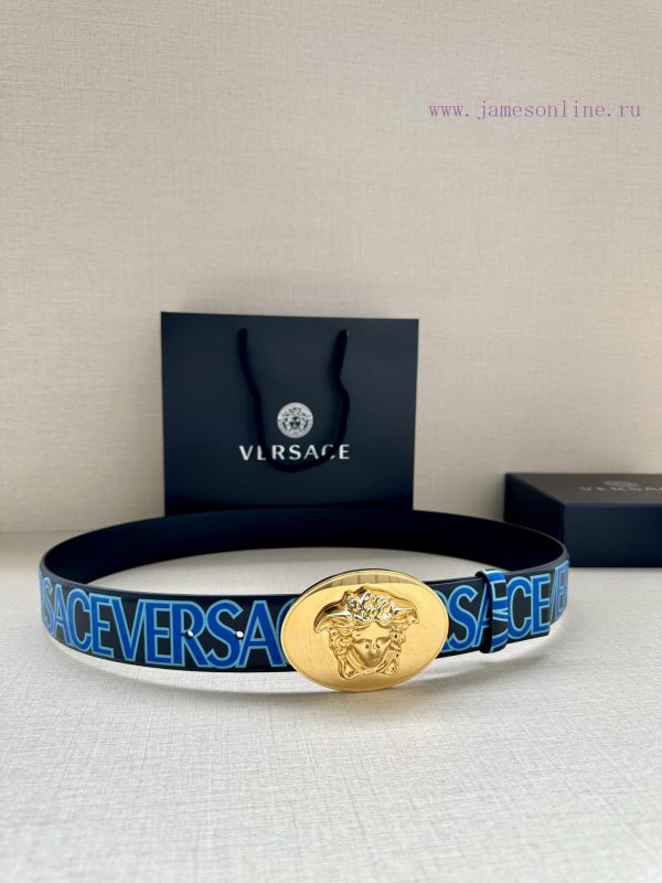 3.8cm wide Versace belt with three-dimensional La Medusa double-sided buckle, decorated with f6epfdd4