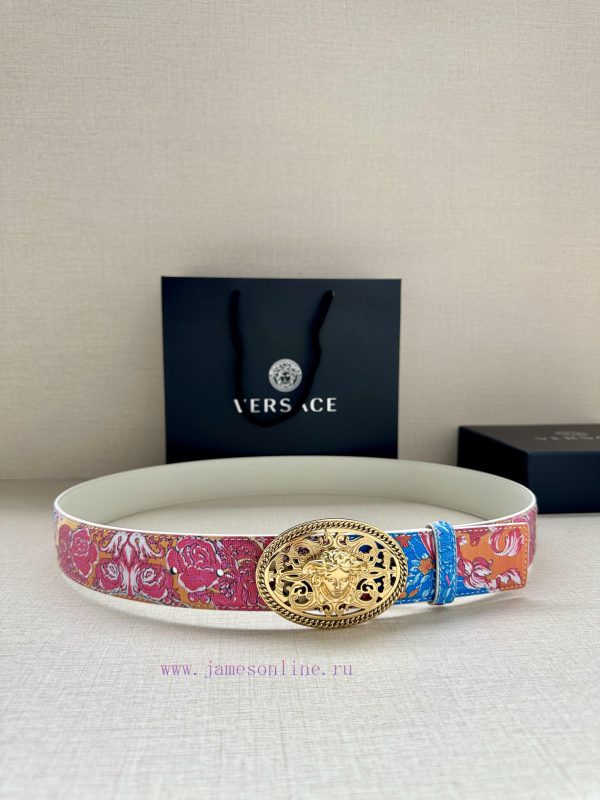 3.8cm wide Versace belt with three-dimensional La Medusa double-sided buckle, decorated with 95uedwwu