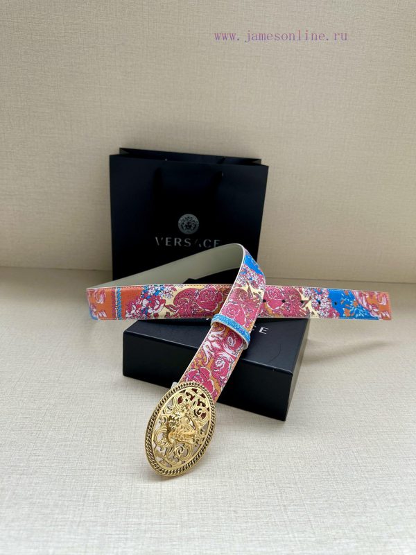 3.8cm wide Versace belt with three-dimensional La Medusa double-sided buckle, decorated with 95uedwwu - Image 4