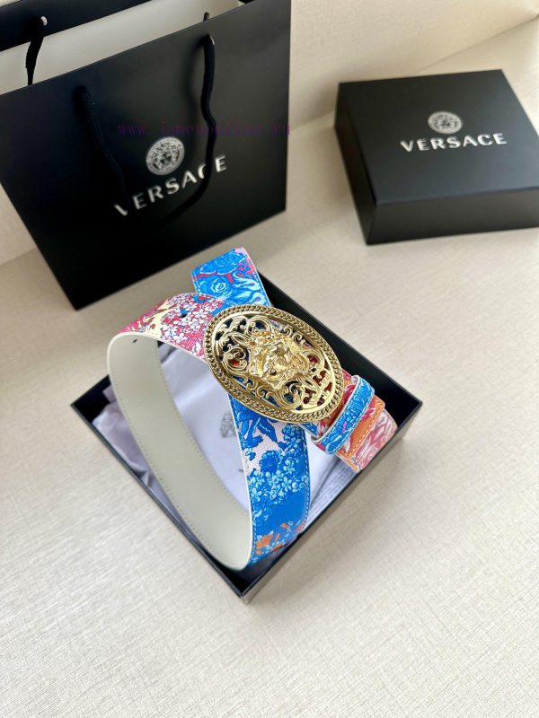 3.8cm wide Versace belt with three-dimensional La Medusa double-sided buckle, decorated with 95uedwwu - Image 5