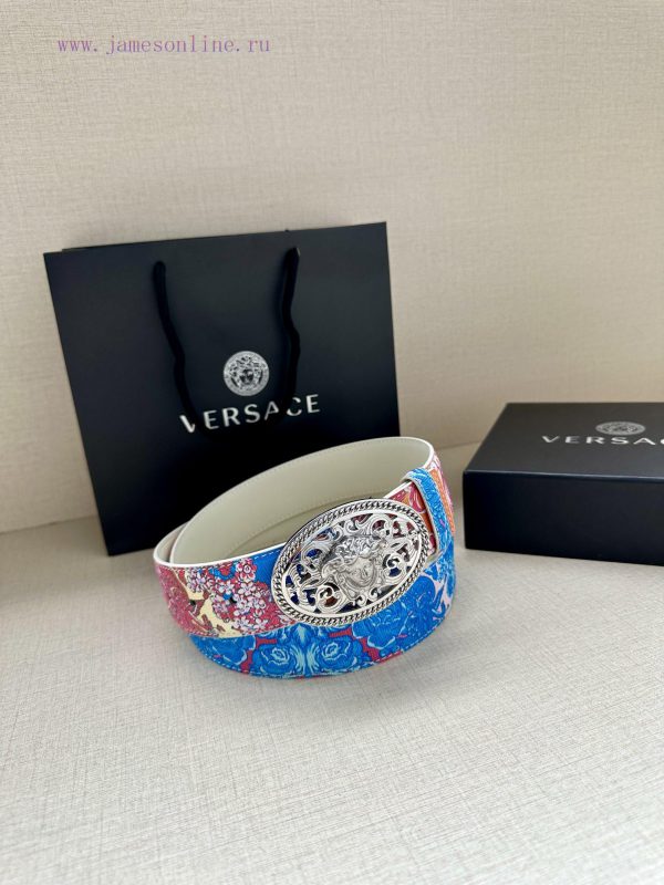 3.8cm wide Versace belt with three-dimensional La Medusa double-sided buckle, decorated with 95uedwwu - Image 8