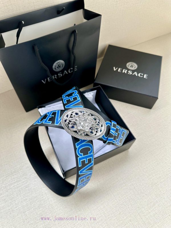 3.8cm wide Versace belt with three-dimensional La Medusa double-sided buckle, decorated with 34h0yi17 - Image 5