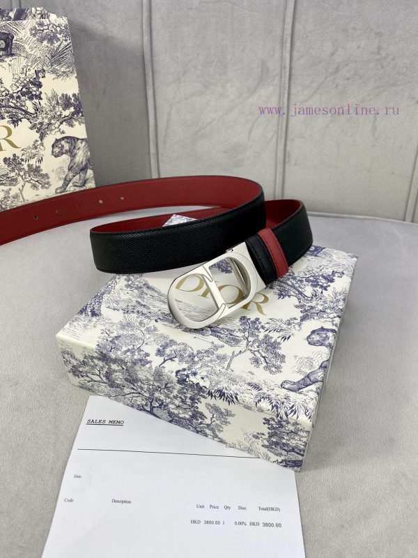 3.5cm width Dior grain textured cowhide hollow "CD" buckle belt, black palm grain grain leat fovyfvid - Image 7