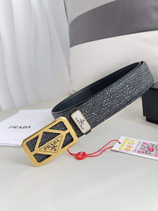 Prada PRADA ️ Belt and beltBuckle, classic pure steel material buckle, top layer cowhide, ph 3vu14r6d