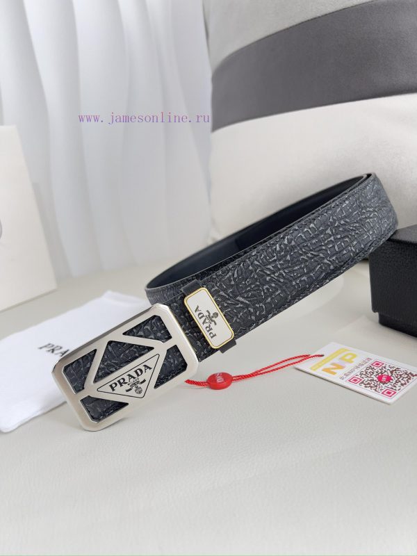 Prada PRADA ️ Belt and beltBuckle, classic pure steel material buckle, top layer cowhide, ph 0pkbs2dj