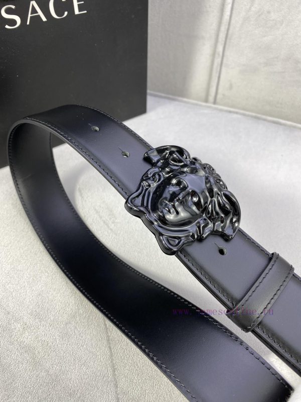 ️, Width 4.0cm Versace This original Versace belt is adorned with the Versace logo 3D Medusa qjaic128 - Image 4