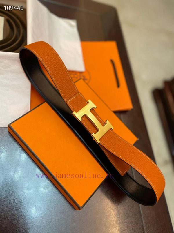 3.8cm, Hermes/Hermes Classic H brushed gold/palladium buckle, imported togo leather lining, e003bfax